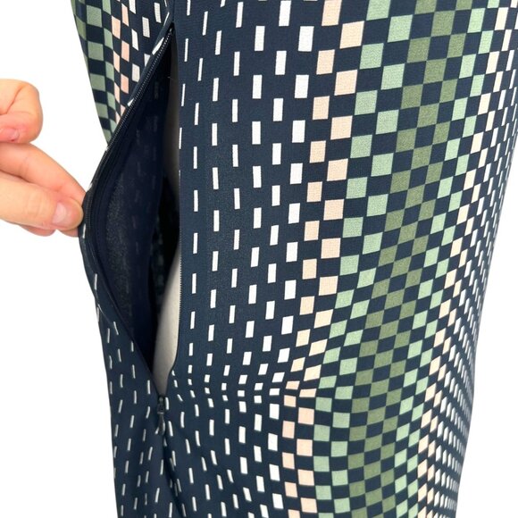 Reiss Checked Sleeveless Chain Accent Blouse Navy Blue Multicolor Size 6 - Picture 11 of 15